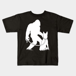 Bigfoot Walking Belgian Malinois Kids T-Shirt